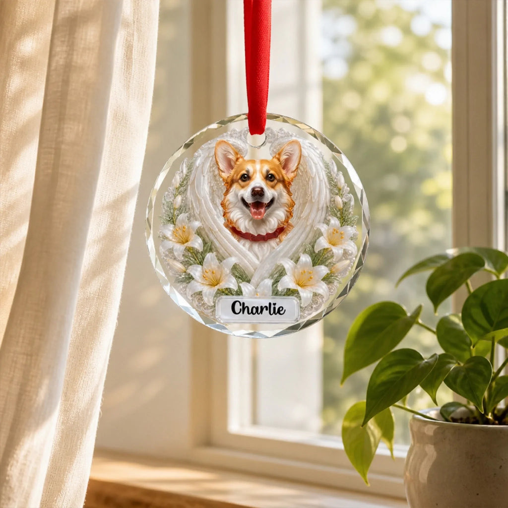 Custom Christmas Memorial Sympathy Gifts For Dogs, Cats • Forever In My Heart - Personalized Glass Ornament
