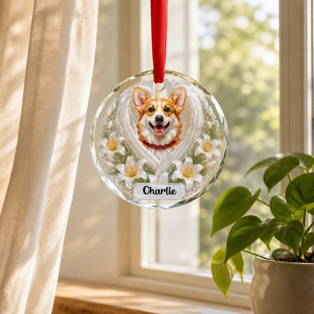 Custom Christmas Memorial Sympathy Gifts For Dogs, Cats • Forever In My Heart - Personalized Glass Ornament