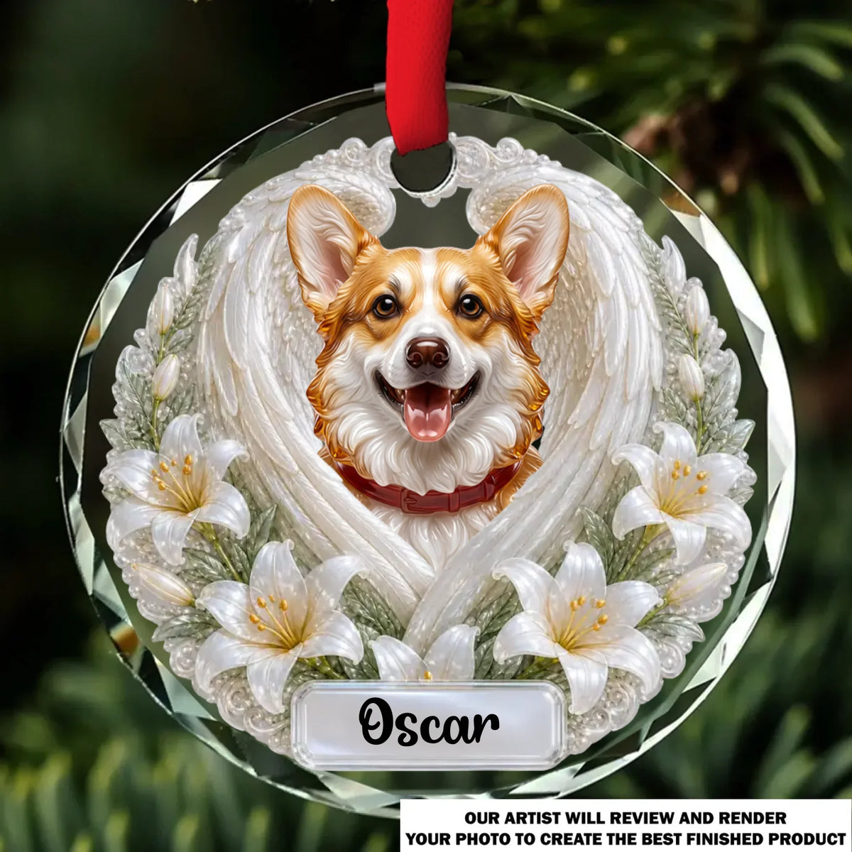 Custom Christmas Memorial Sympathy Gifts For Dogs, Cats • Forever In My Heart - Personalized Glass Ornament