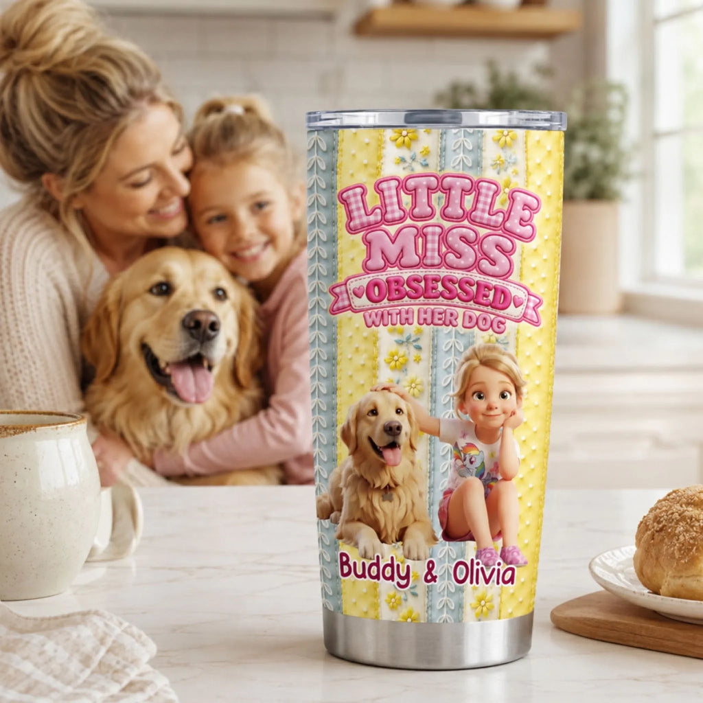 Custom Christmas Birthday Gifts For Dog Mom, Dog Lovers • Little Miss Obsessed With Her Dogs - Personalized 3D Inflated Effect Tumbler