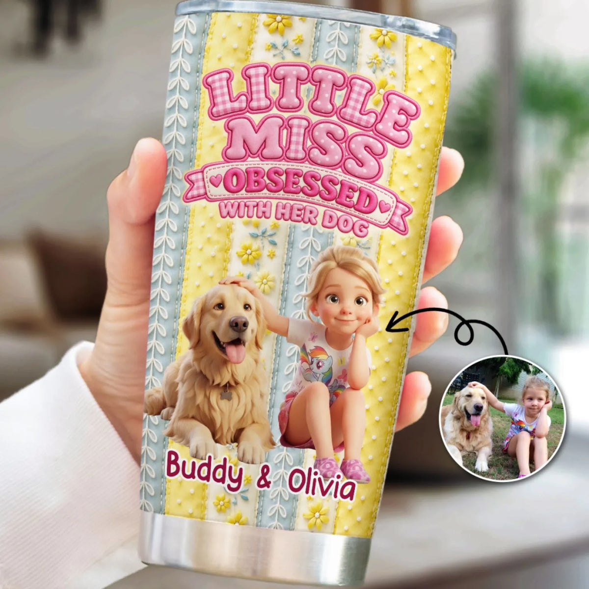 Custom Christmas Birthday Gifts For Dog Mom, Dog Lovers • Little Miss Obsessed With Her Dogs - Personalized 3D Inflated Effect Tumbler