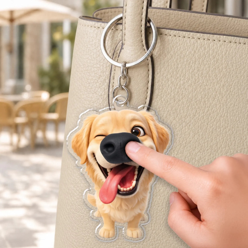 Custom Photo Christmas Birthday Gifts For Dog Parents • Boop My Nose - Personalized Nose Squishy Keychain