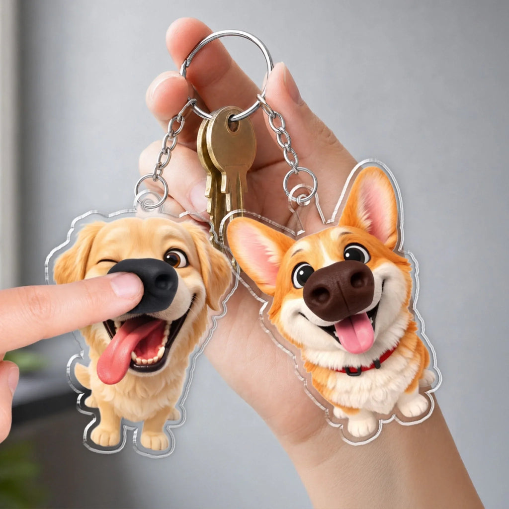 Custom Photo Christmas Birthday Gifts For Dog Parents • Boop My Nose - Personalized Nose Squishy Keychain