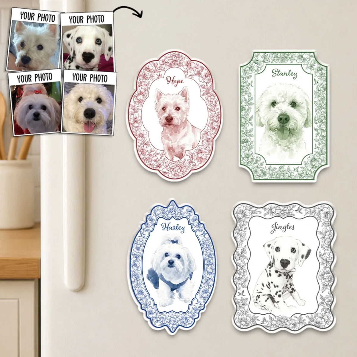 Watercolor Pet Portrait - Personalized Acrylic Magnet