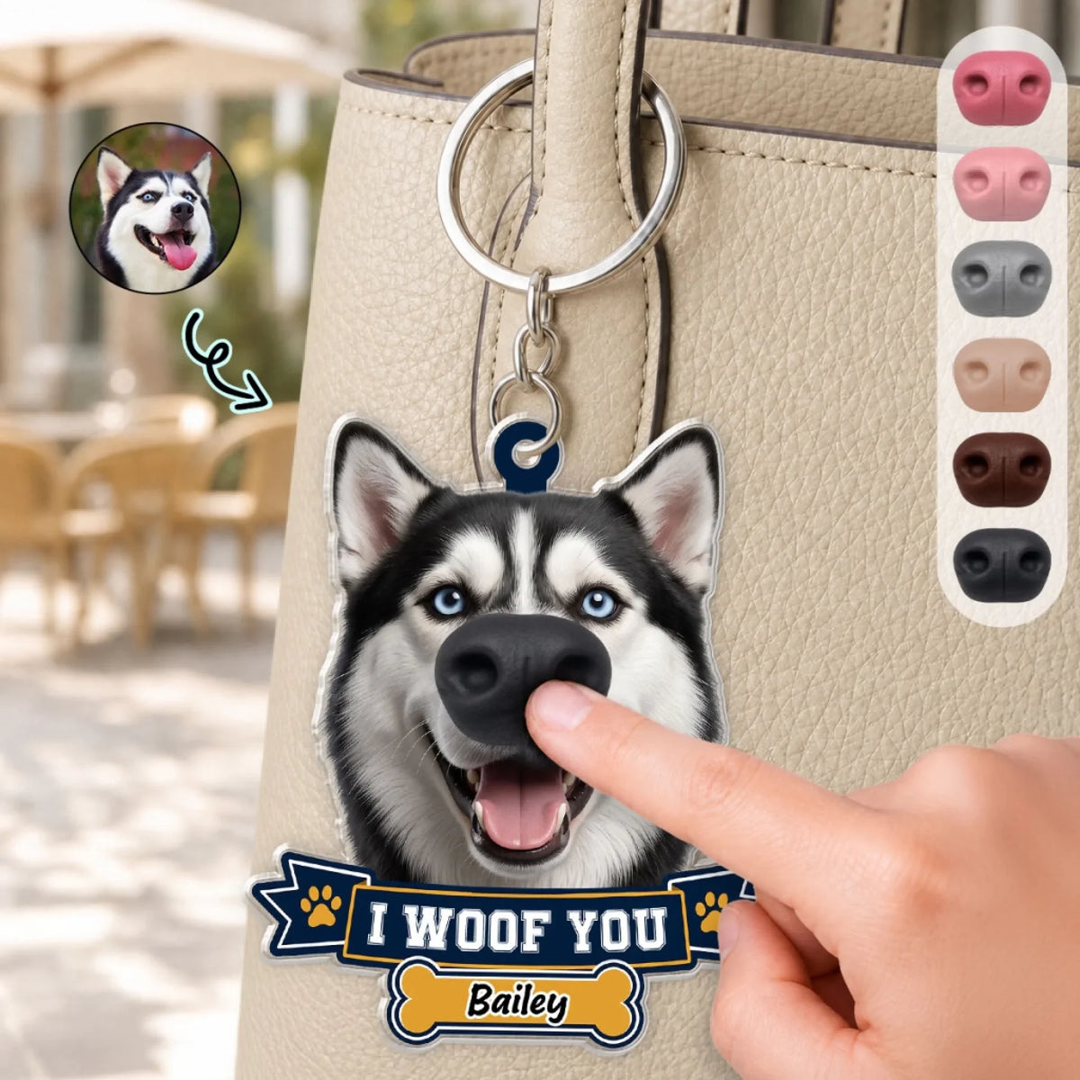 Snoot Boop - Personalized Nose Squishy Keychain