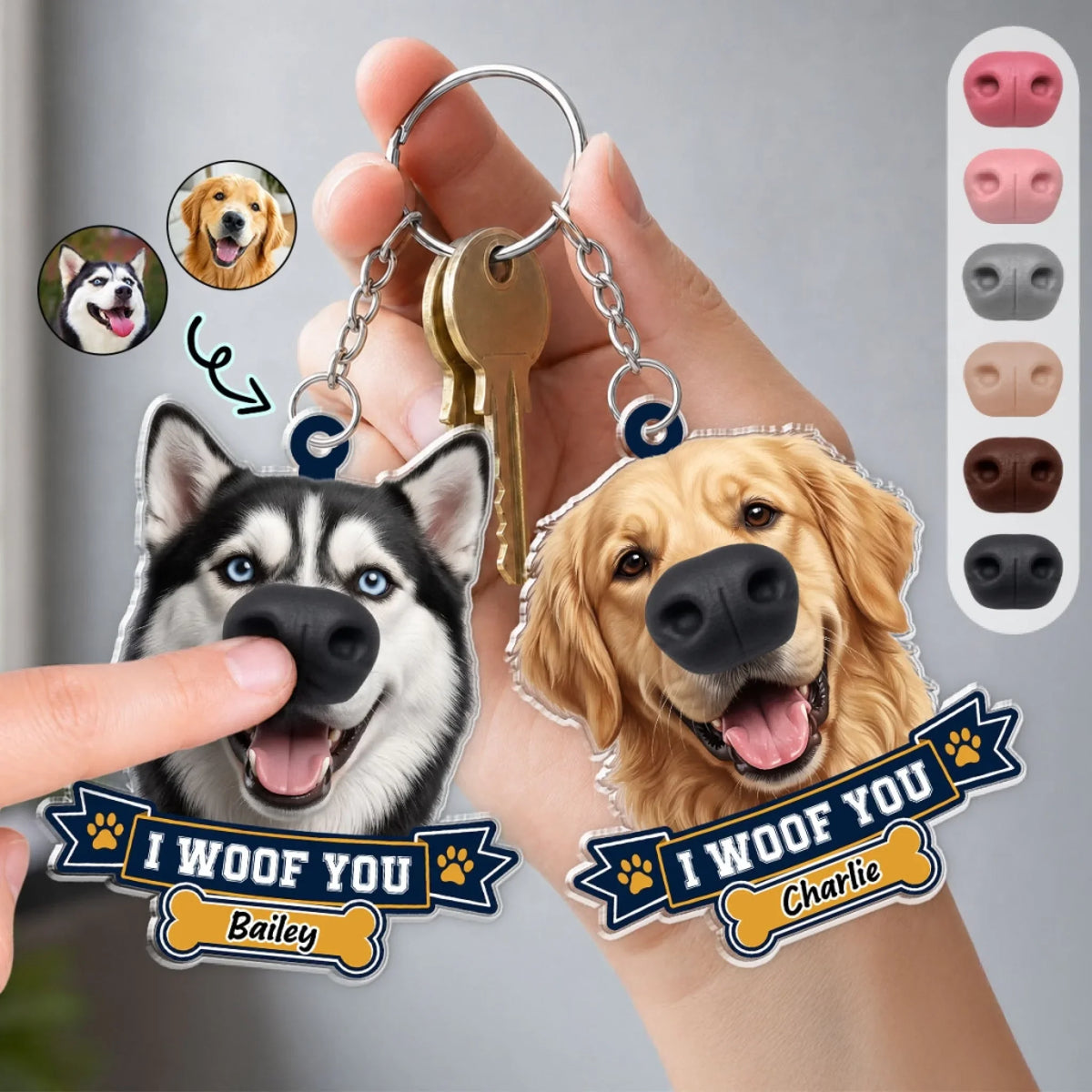 Snoot Boop - Personalized Nose Squishy Keychain