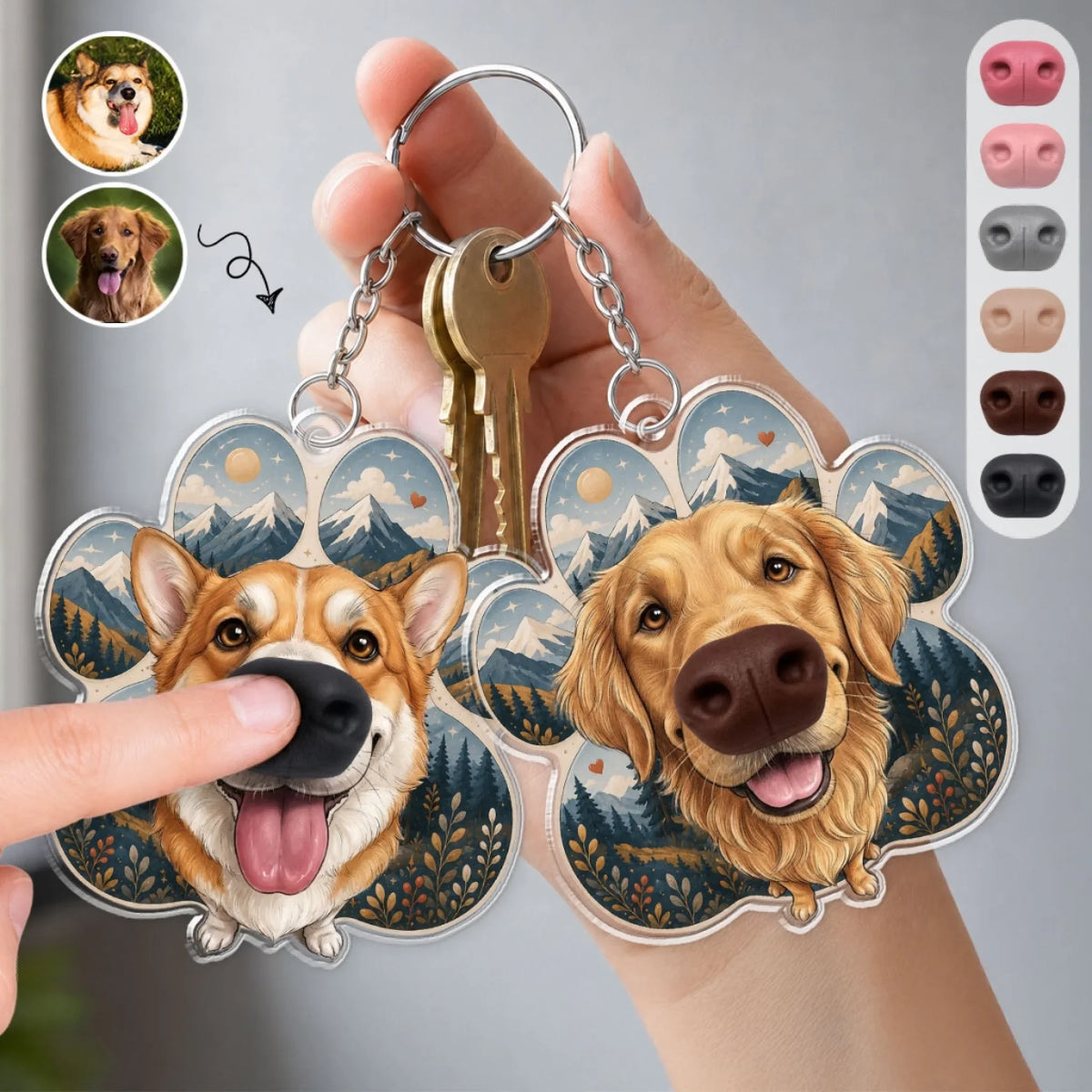 Custom Photo Christmas Birthday Gifts For Dog Parents • Boop My Big Snoot - Personalized Nose Squishy Keychain