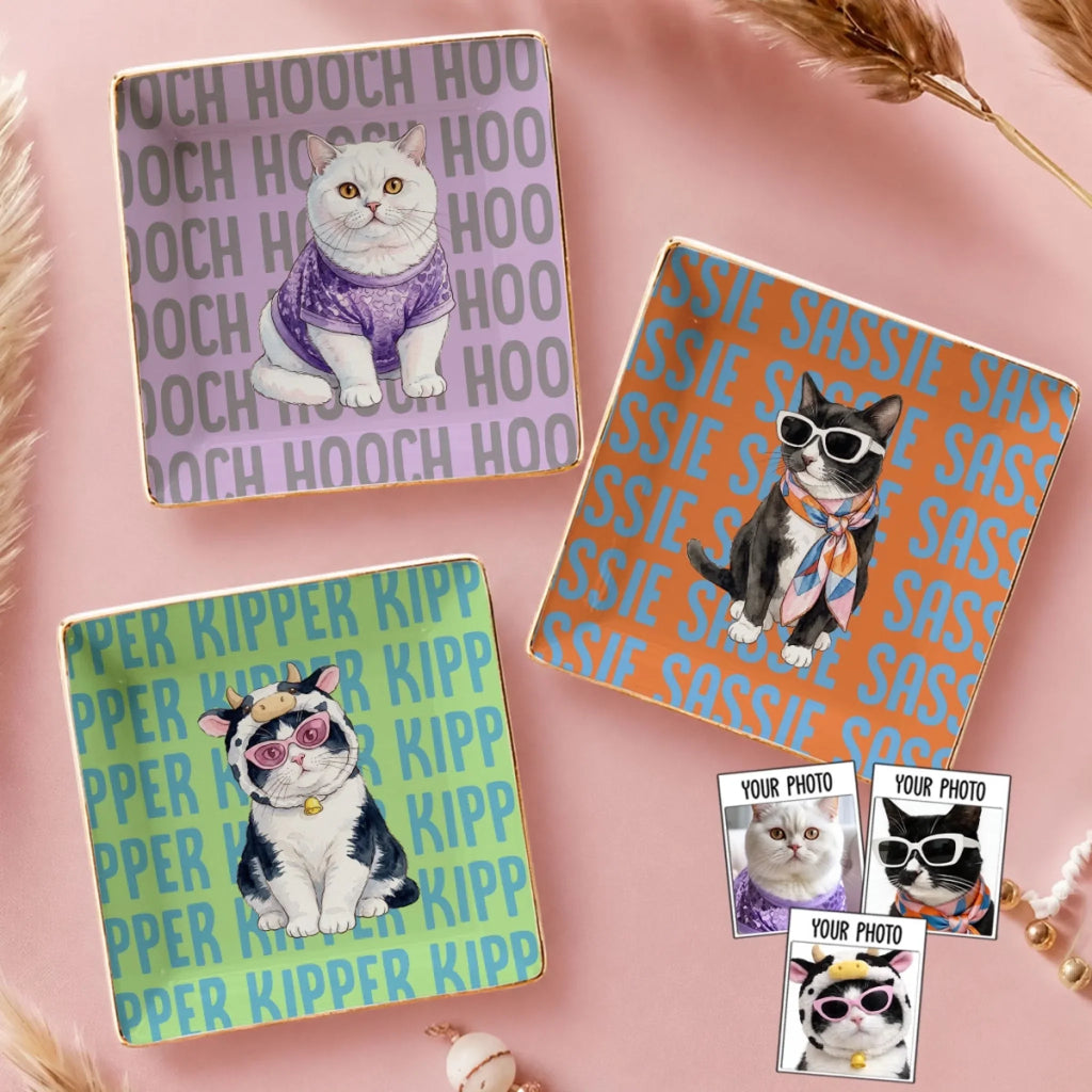Custom Pet Portrait & Name Jewelry Dish for Dog Mom • Dog Lover Watercolor - Personalized Jewelry Dish