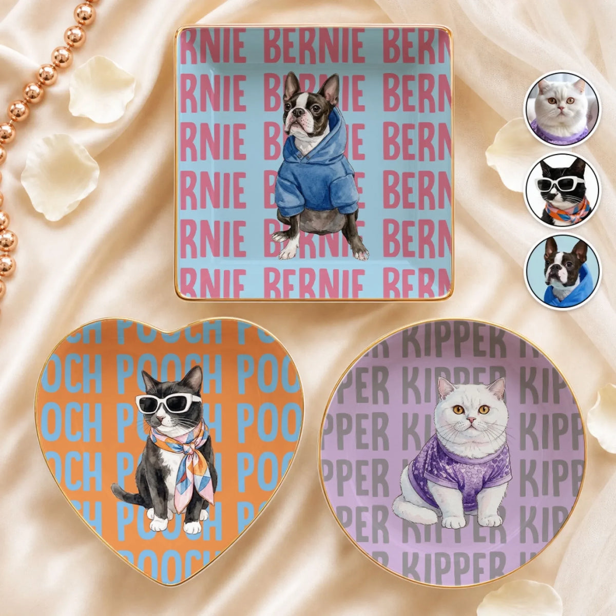 Custom Pet Portrait & Name Jewelry Dish for Dog Mom • Dog Lover Watercolor - Personalized Jewelry Dish
