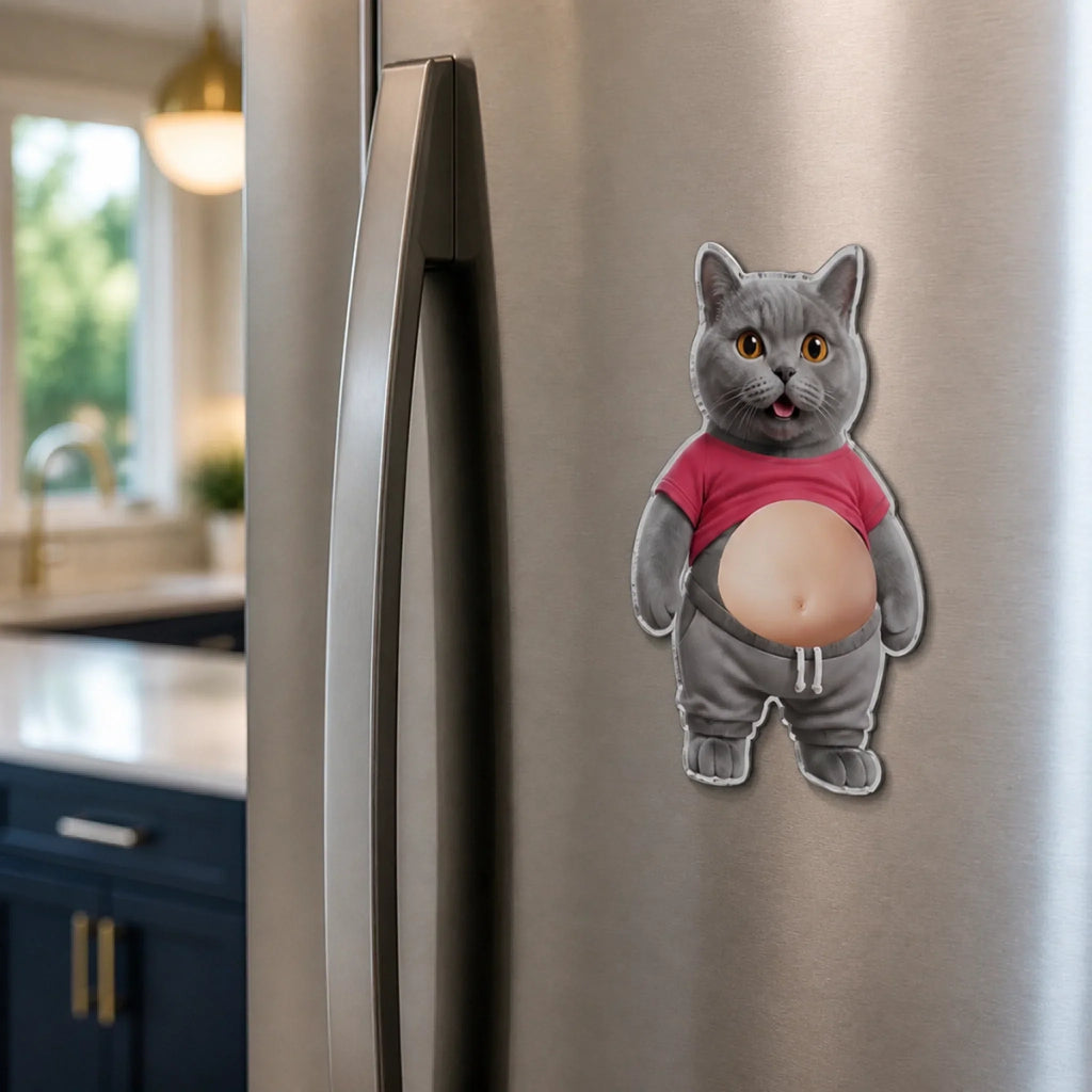 Custom Funny Squishy Belly Fridge Decor For Pet Lovers • Snack Attack Squad - Personalized Squishy Acrylic Magnet