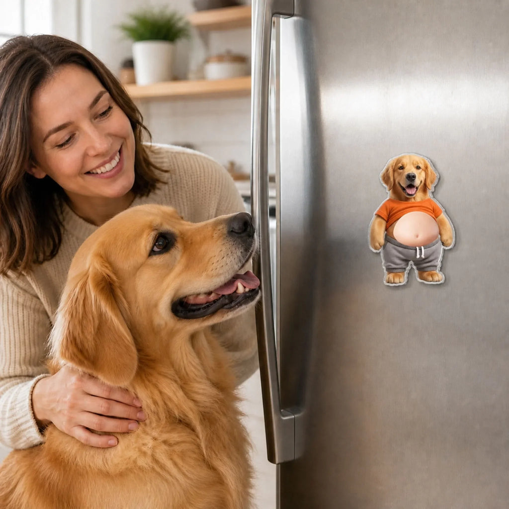 Custom Funny Squishy Belly Fridge Decor For Pet Lovers • Snack Attack Squad - Personalized Squishy Acrylic Magnet