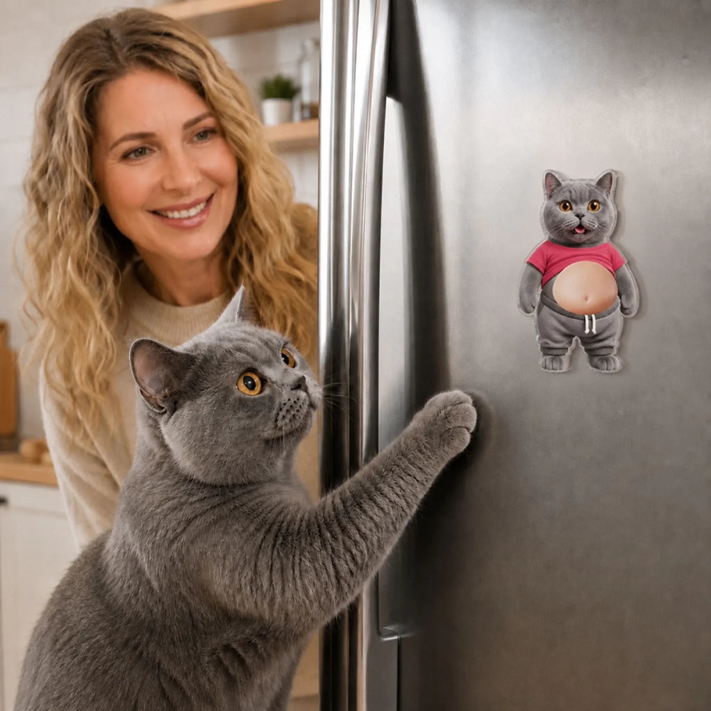 Custom Funny Squishy Belly Fridge Decor For Pet Lovers • Snack Attack Squad - Personalized Squishy Acrylic Magnet
