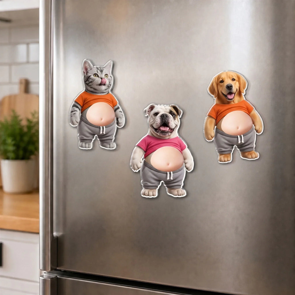 Custom Funny Squishy Belly Fridge Decor For Pet Lovers • Snack Attack Squad - Personalized Squishy Acrylic Magnet