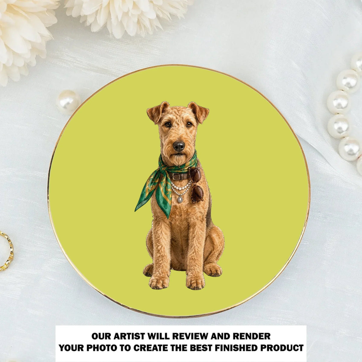 Custom Pet Portrait & Name Jewelry Dish for Dog Mom • Dog Lover Watercolor - Personalized Jewelry Dish
