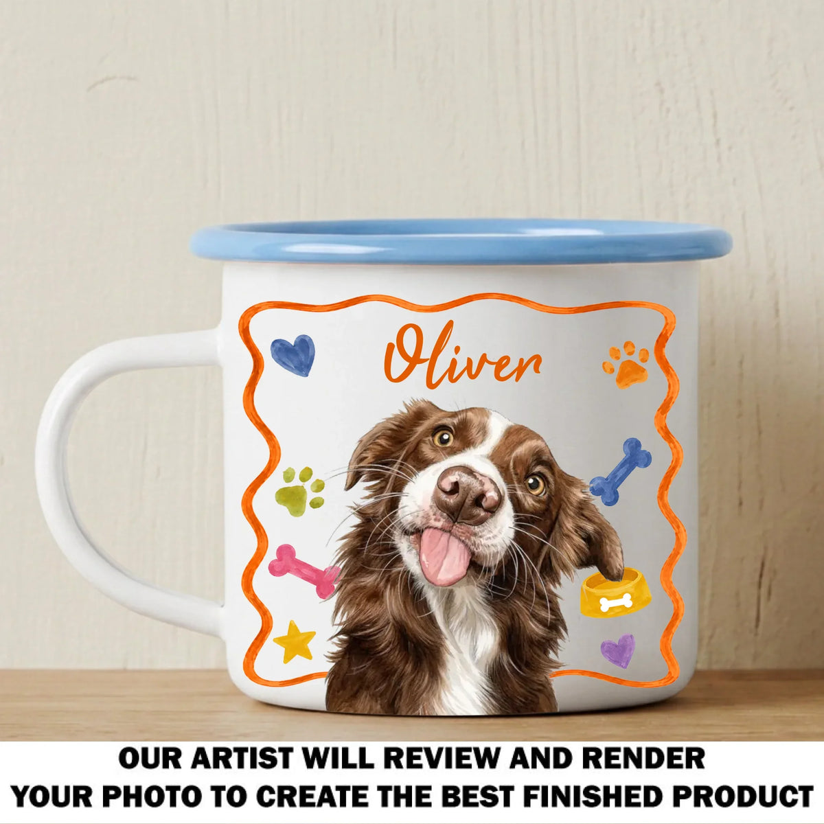 My Lovely Dog - Personalized 12OZ Two-Tone Enamel Cups With Handle