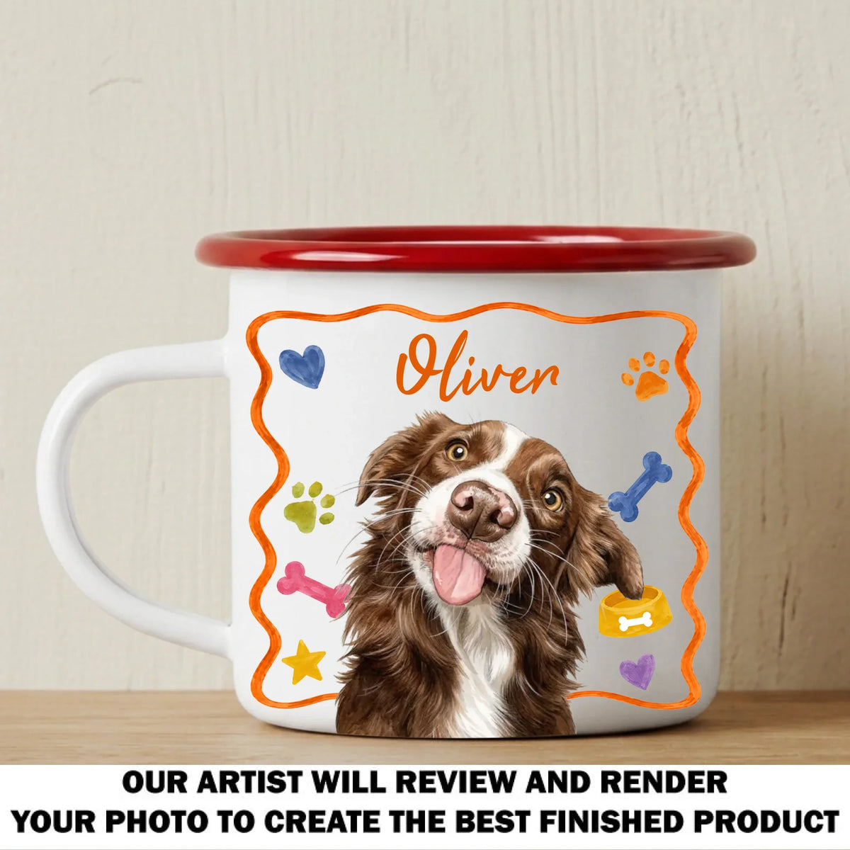 My Lovely Dog - Personalized 12OZ Two-Tone Enamel Cups With Handle