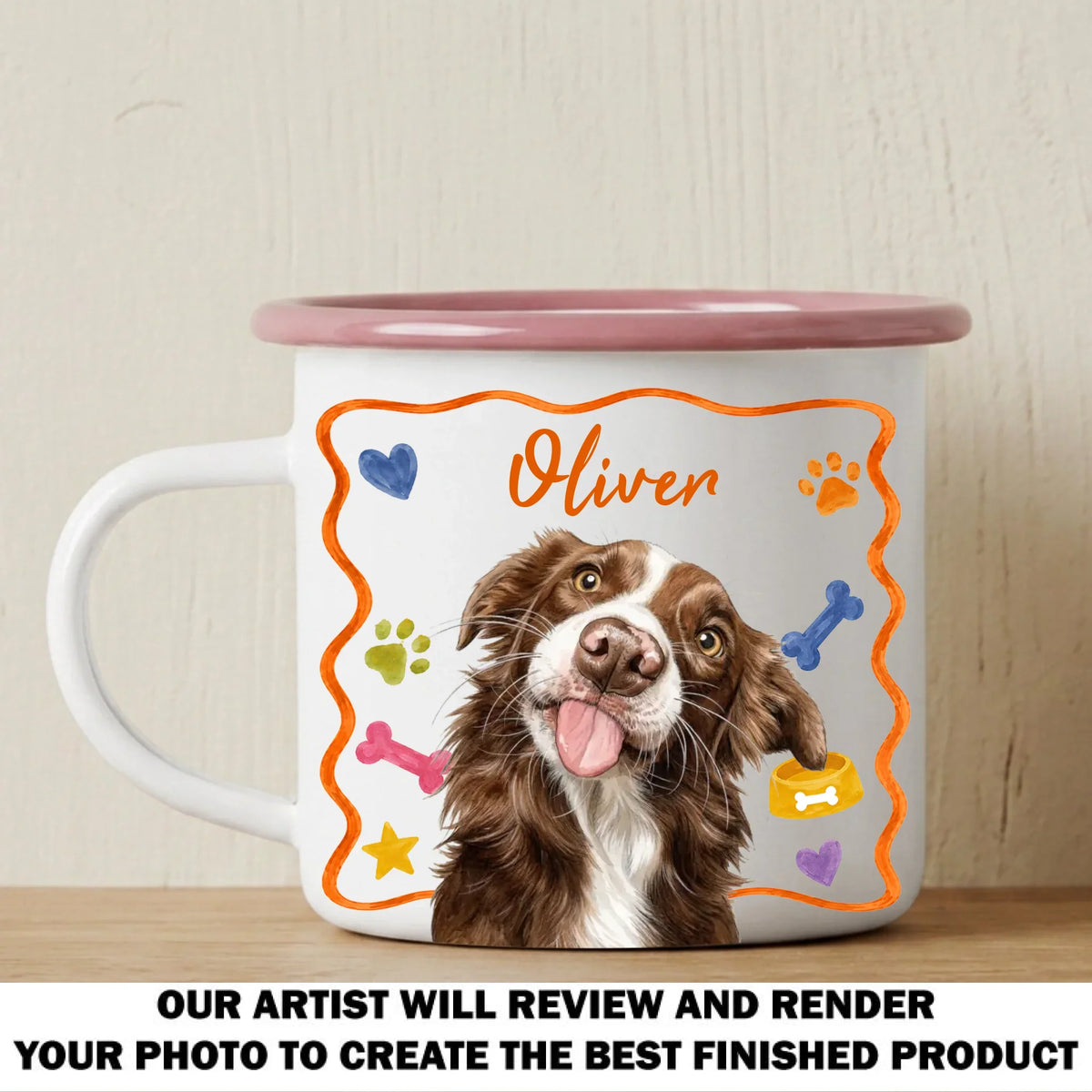 My Lovely Dog - Personalized 12OZ Two-Tone Enamel Cups With Handle