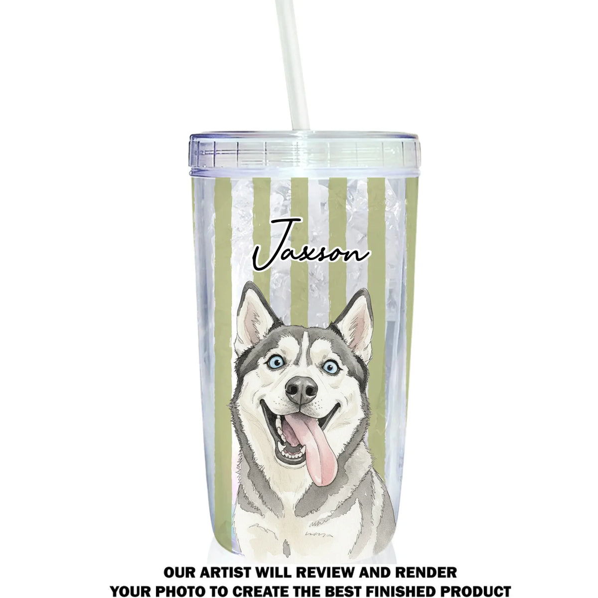 Custom Photo Christmas Birthday Gifts For Dog Mom, Dog Lovers • Beachside Barkers - Personalized 14oz Plastic Tumbler
