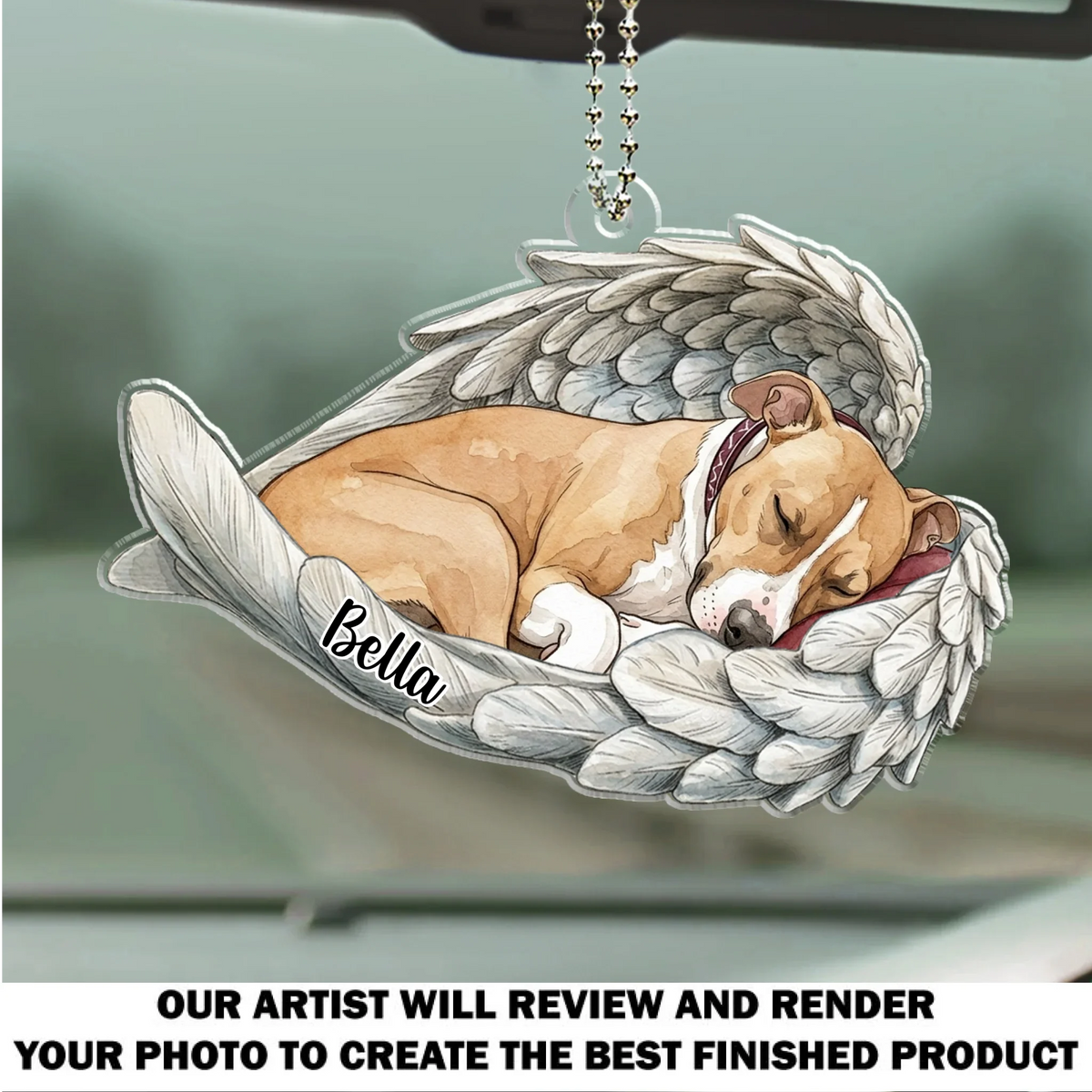 In Angel Wings Watercolor - Personalized Car Ornament