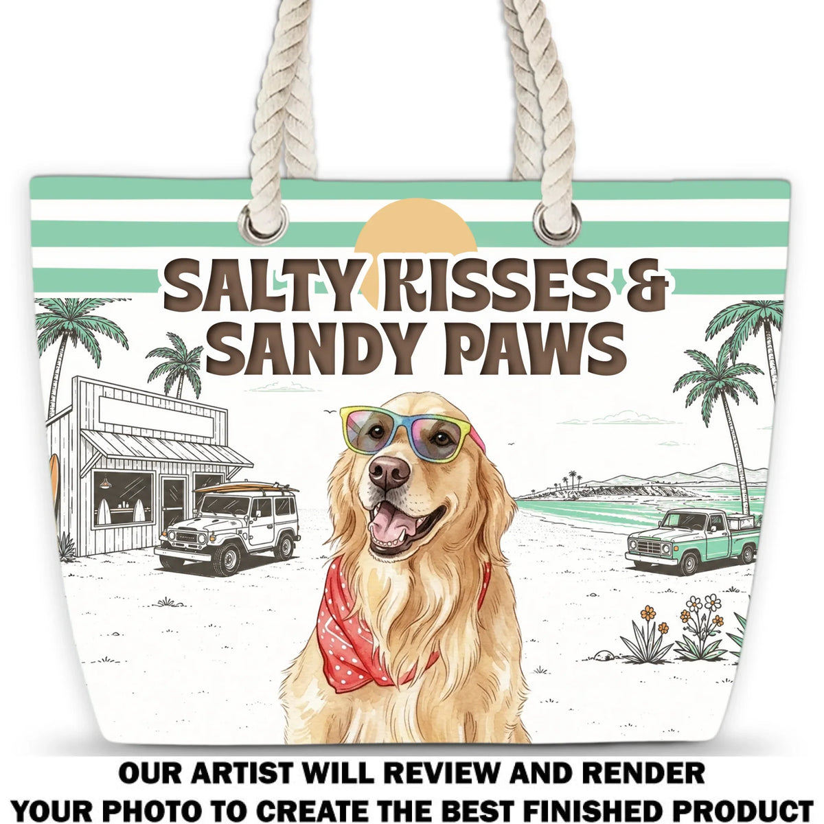 Salty Kisses Water Color - Personalized Beach Bag