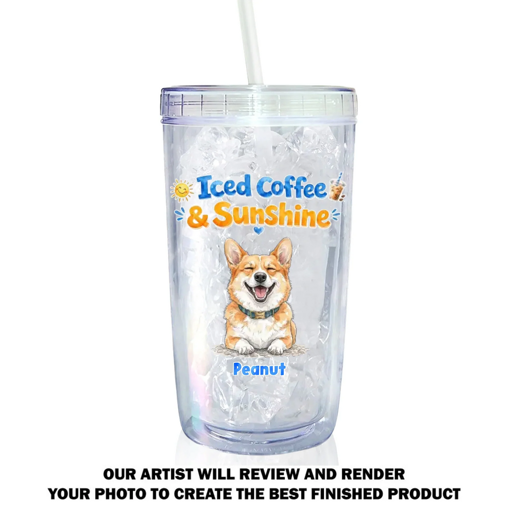 Custom Photo Christmas Birthday Gifts For Dog Mom, Dog Lovers • Iced Drink - Personalized 14oz Plastic Tumbler