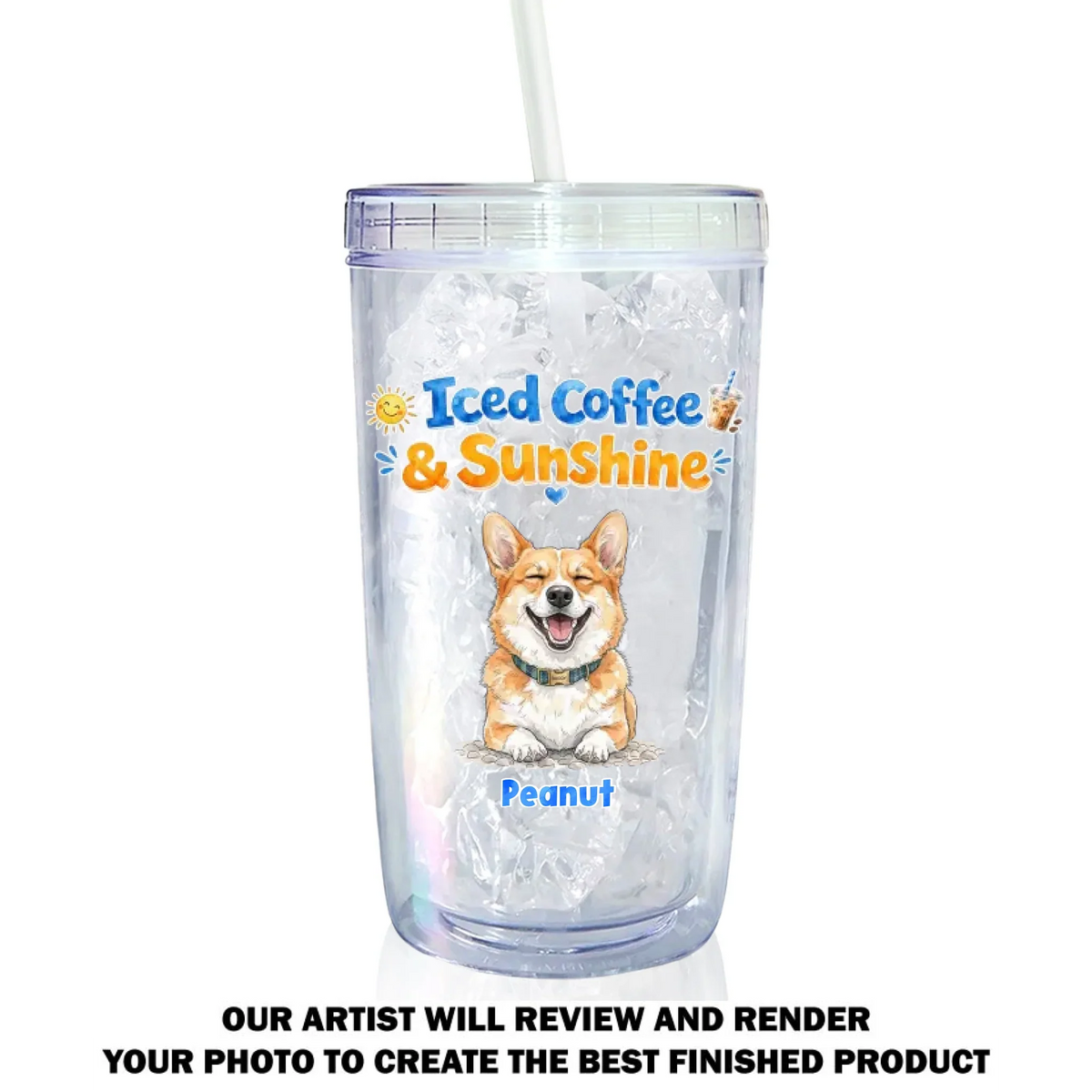 Custom Photo Christmas Birthday Gifts For Dog Mom, Dog Lovers • Iced Drink - Personalized 14oz Plastic Tumbler
