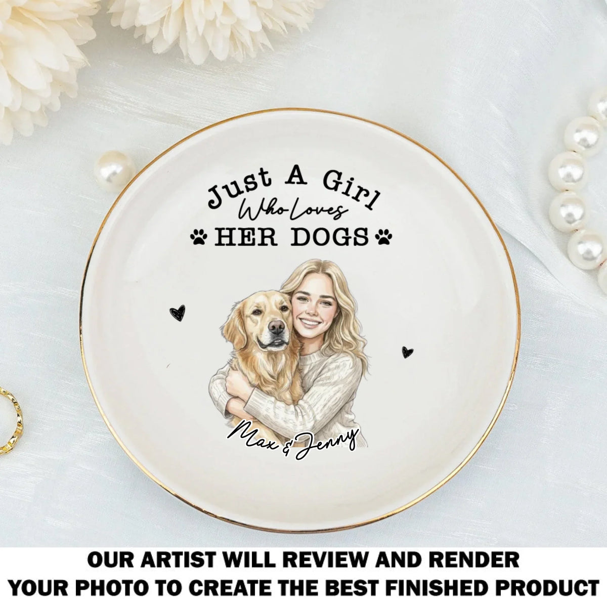Just A Charming Girl Loves Dog - Personalized Jewelry Dish