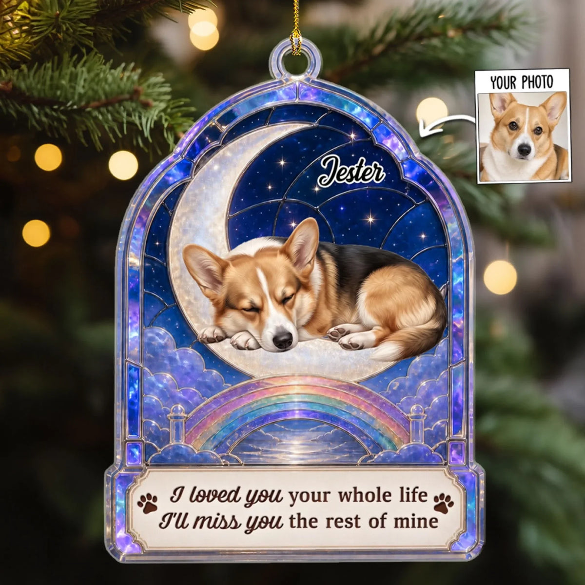 Custom Christmas Memorial Sympathy Gifts For Dogs, Cats • A Piece of My Heart - Personalized Acrylic Ornament