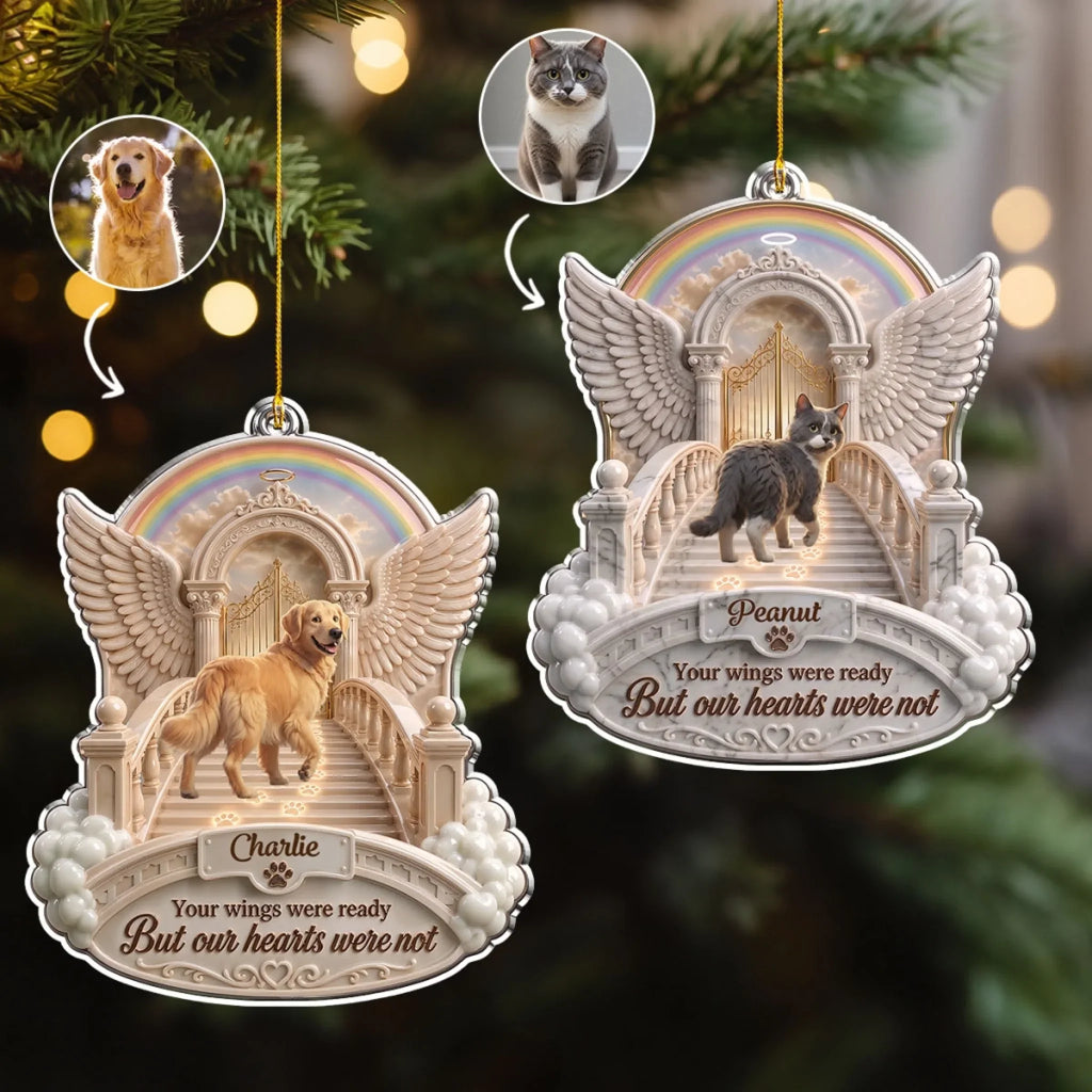 Custom Christmas Memorial Sympathy Gifts For Dogs, Cats • Forever Paws - Personalized 3D Effect Acrylic Ornament