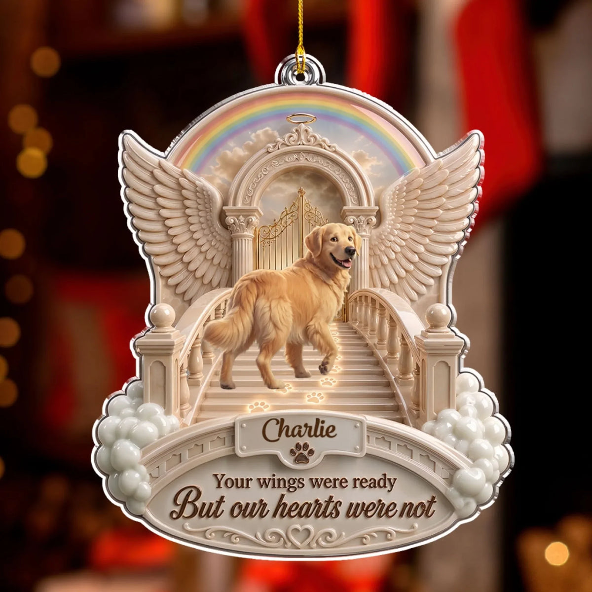 Custom Christmas Memorial Sympathy Gifts For Dogs, Cats • Forever Paws - Personalized 3D Effect Acrylic Ornament