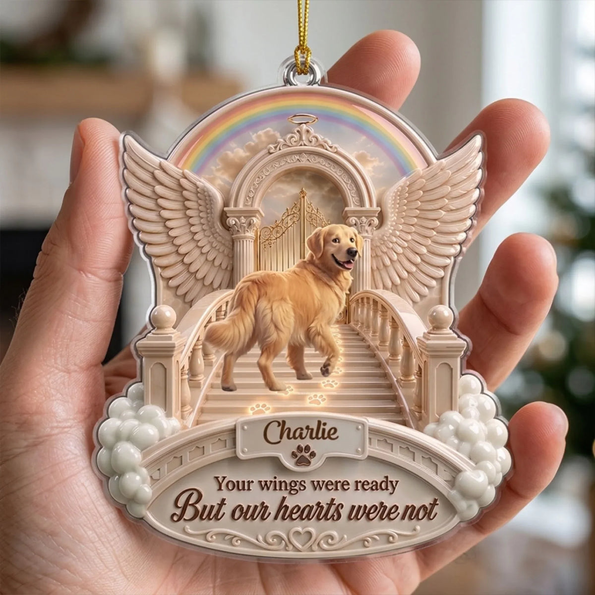 Custom Christmas Memorial Sympathy Gifts For Dogs, Cats • Forever Paws - Personalized 3D Effect Acrylic Ornament