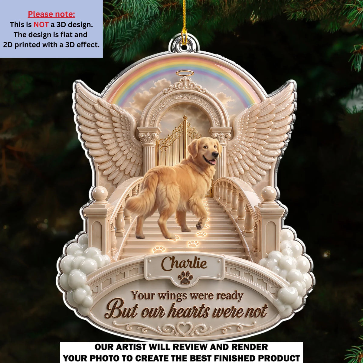 Custom Christmas Memorial Sympathy Gifts For Dogs, Cats • Forever Paws - Personalized 3D Effect Acrylic Ornament