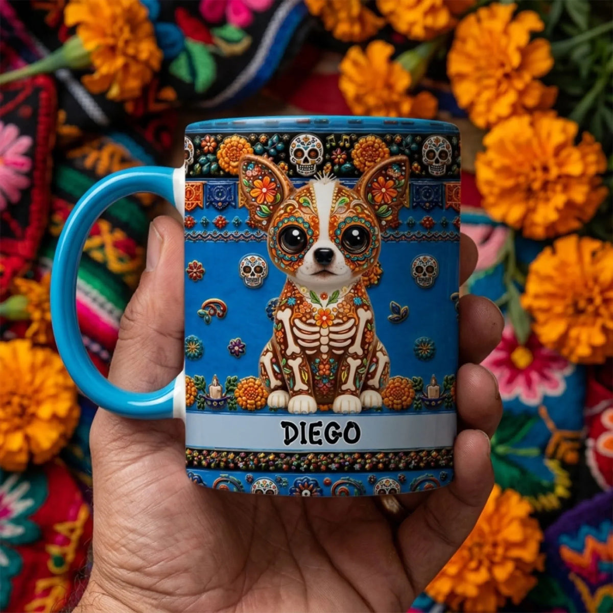 Custom Christmas Birthday Gifts For Pet Lovers • Mexican Folk Art Pet - Personalized Accent Mug
