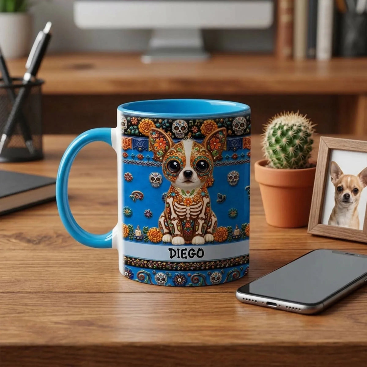Custom Christmas Birthday Gifts For Pet Lovers • Mexican Folk Art Pet - Personalized Accent Mug
