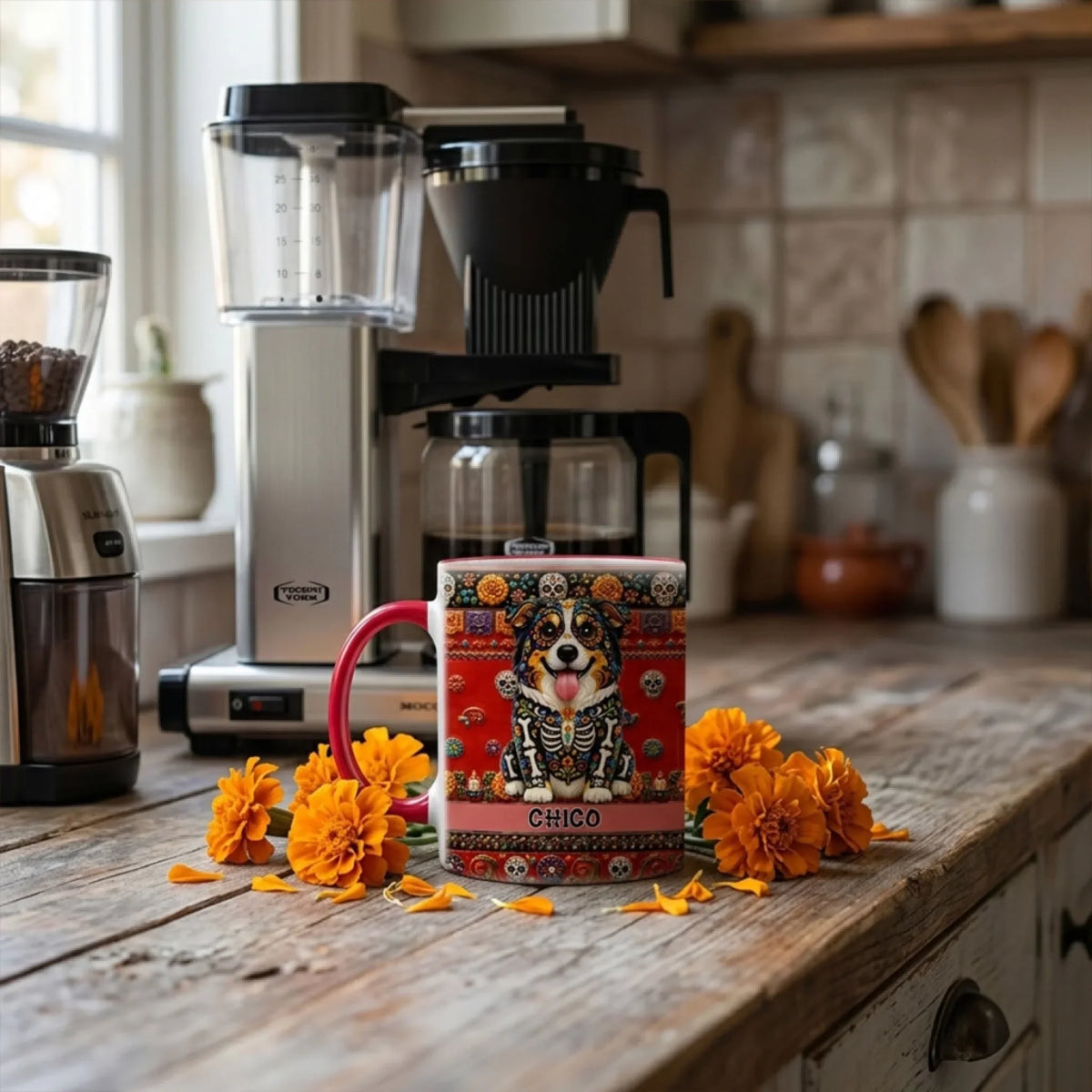 Custom Christmas Birthday Gifts For Pet Lovers • Mexican Folk Art Pet - Personalized Accent Mug