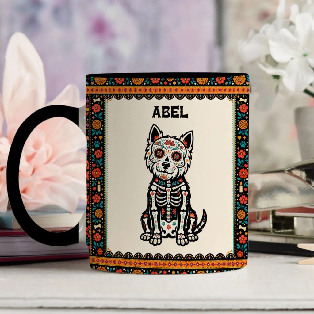 Custom Christmas Birthday Gifts For Pet Lovers • Skeleton Pup Fiesta - Personalized Accent Mug