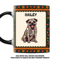 Custom Christmas Birthday Gifts For Pet Lovers • Skeleton Pup Fiesta - Personalized Accent Mug