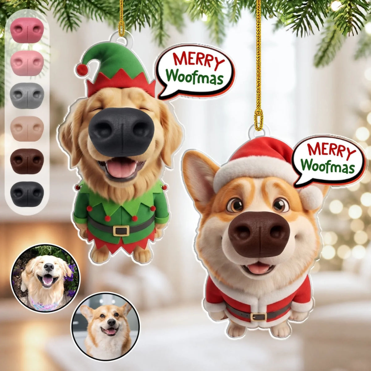 Custom Christmas Decor Home Birthday Gifts For Dog Lovers • One Merry Boop - Personalized Nose Squishy Ornament