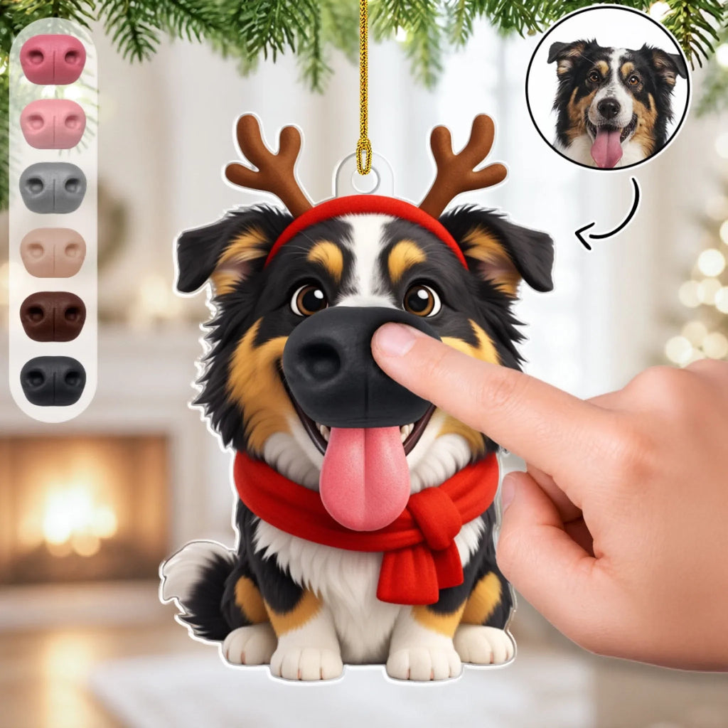 Custom Christmas Decor Home Birthday Gifts For Dog Lovers • Reindeer Boop - Personalized Nose Squishy Ornament
