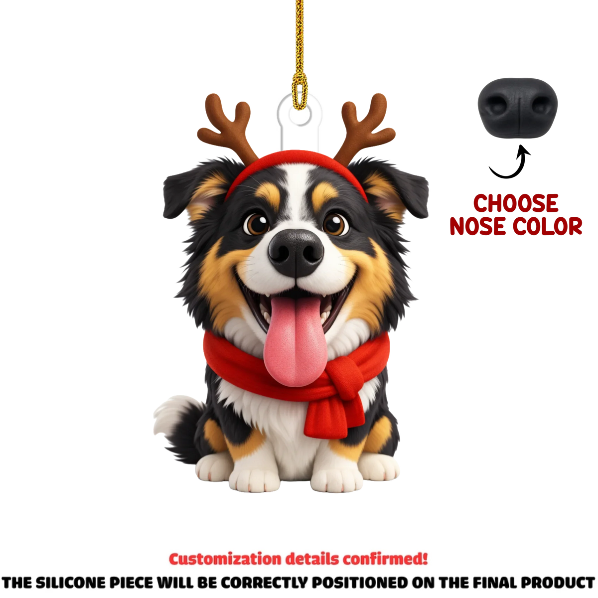 Custom Christmas Decor Home Birthday Gifts For Dog Lovers • Reindeer Boop - Personalized Nose Squishy Ornament