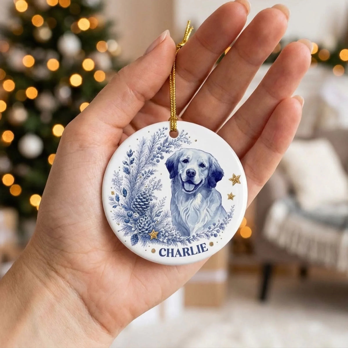 Custom Christmas Decor Home Birthday Gifts For Pet Lovers • The Best Gift Has Four Paws - Personalized Ceramic Ornament