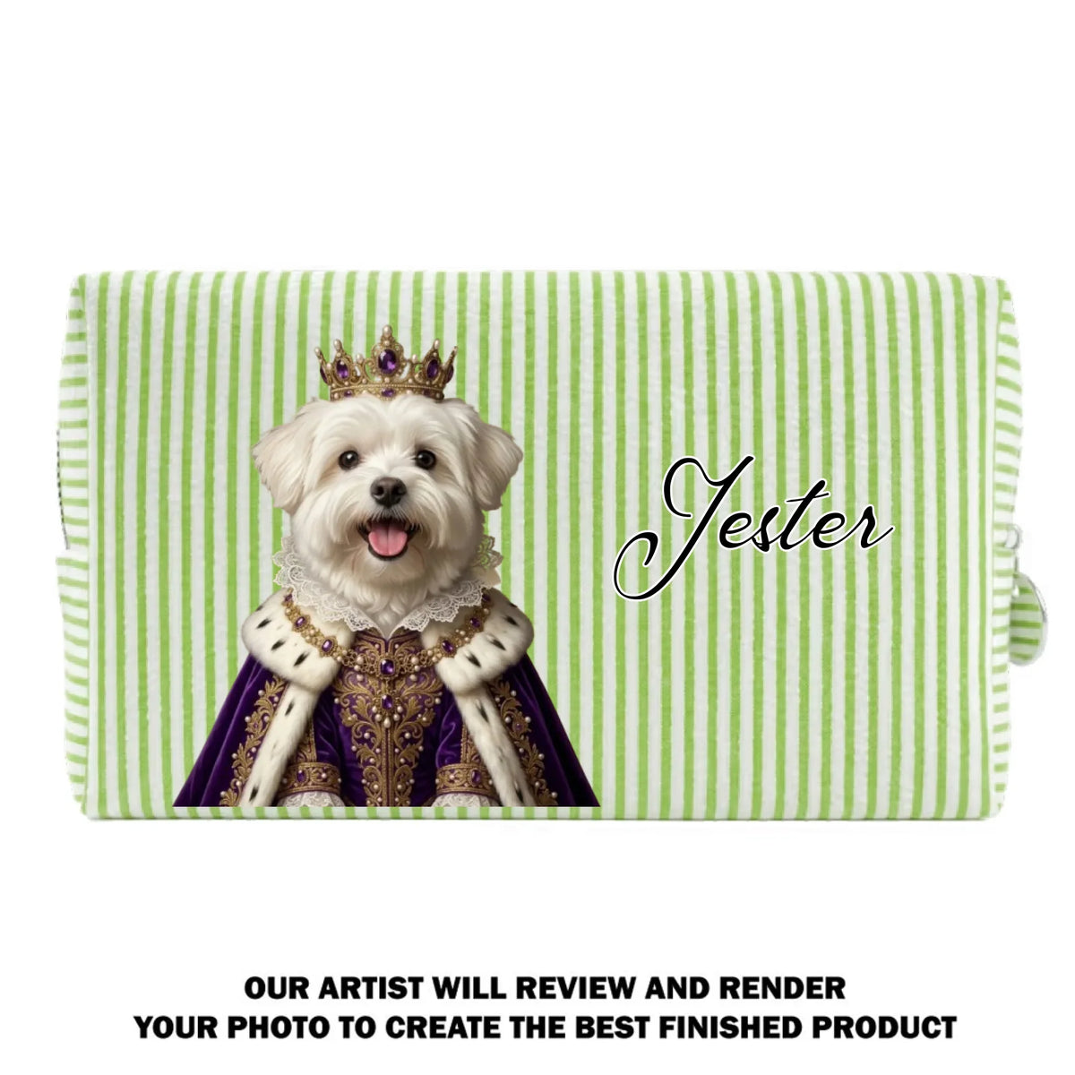 Royal Pawtique - Personalized Seersucker Print Makeup Bag