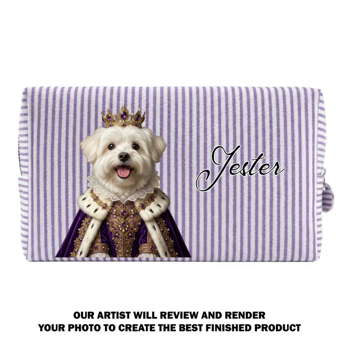 Royal Pawtique - Personalized Seersucker Print Makeup Bag