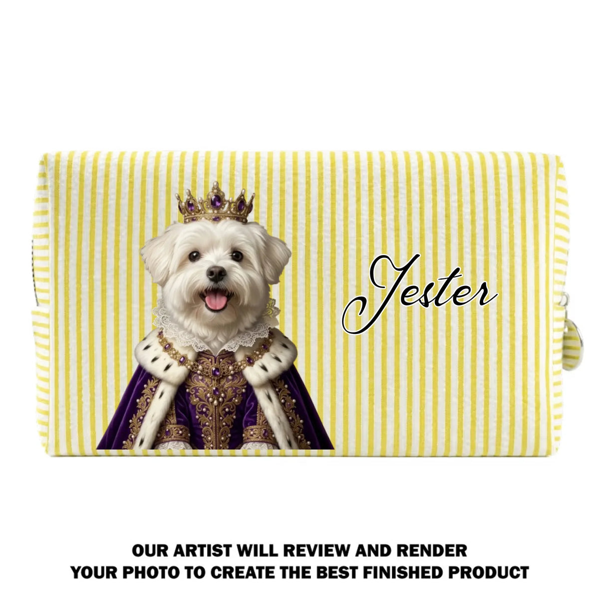 Royal Pawtique - Personalized Seersucker Print Makeup Bag