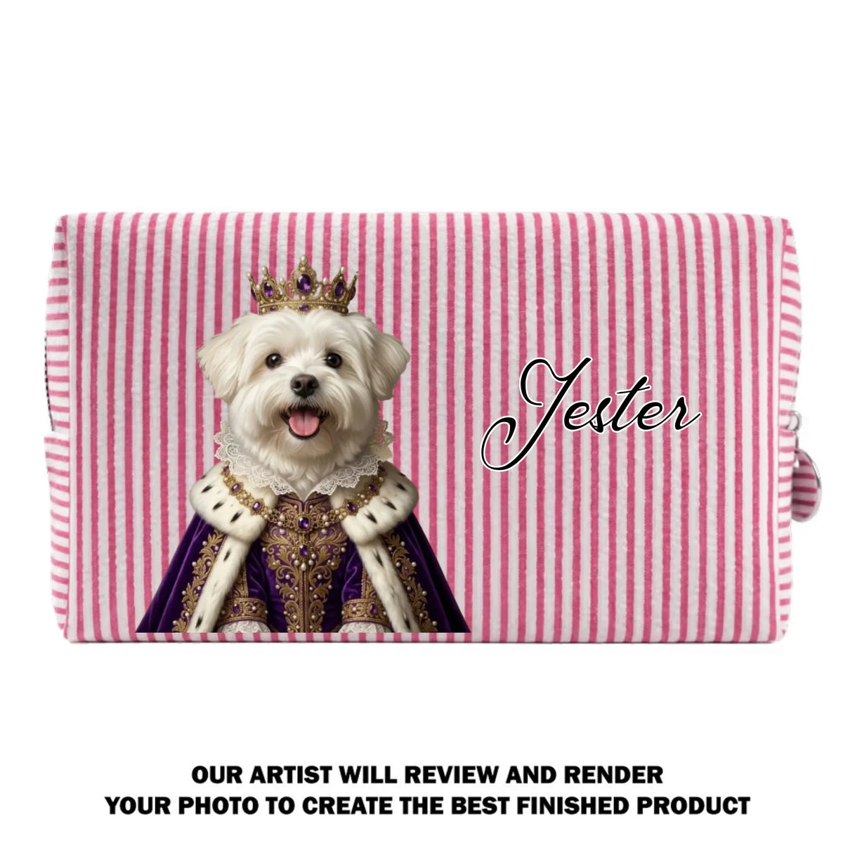 Royal Pawtique - Personalized Seersucker Print Makeup Bag