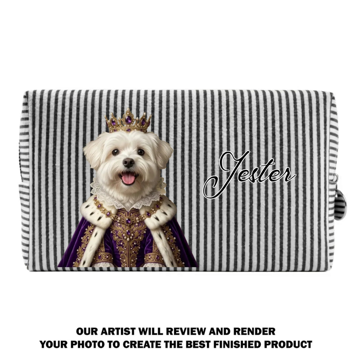 Royal Pawtique - Personalized Seersucker Print Makeup Bag