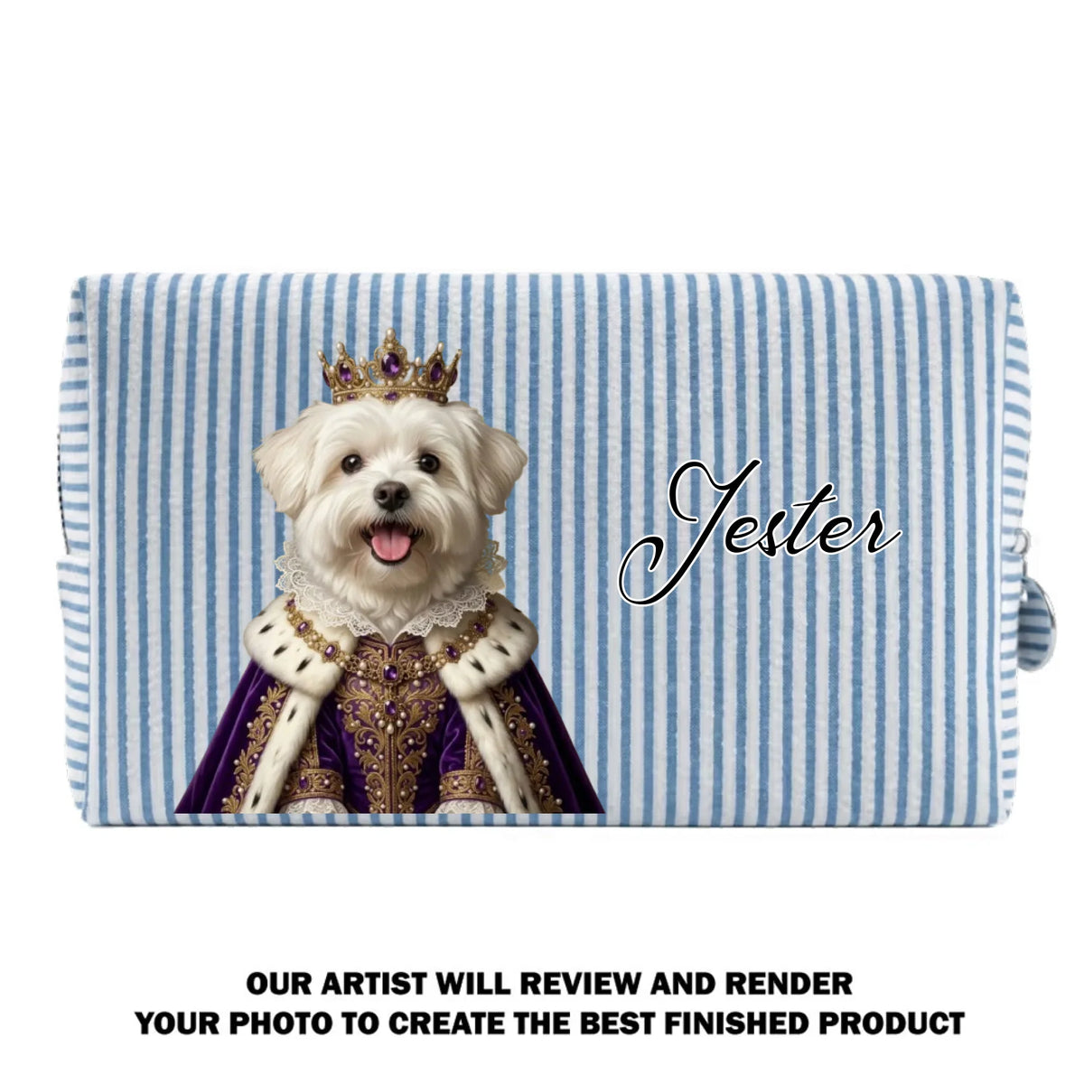 Royal Pawtique - Personalized Seersucker Print Makeup Bag