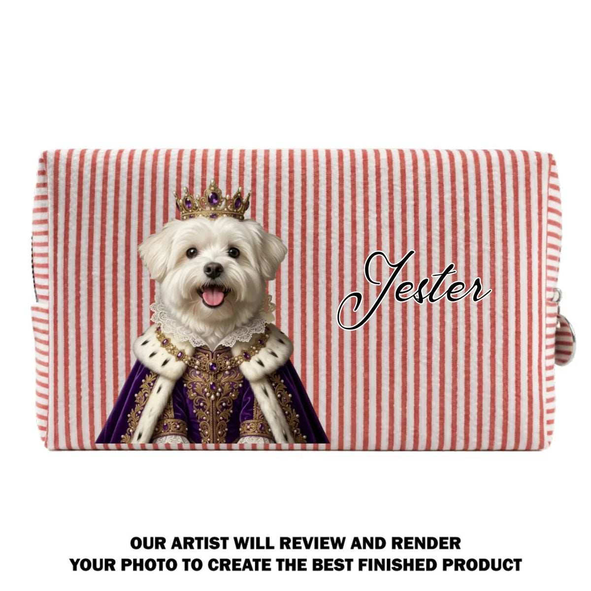 Royal Pawtique - Personalized Seersucker Print Makeup Bag