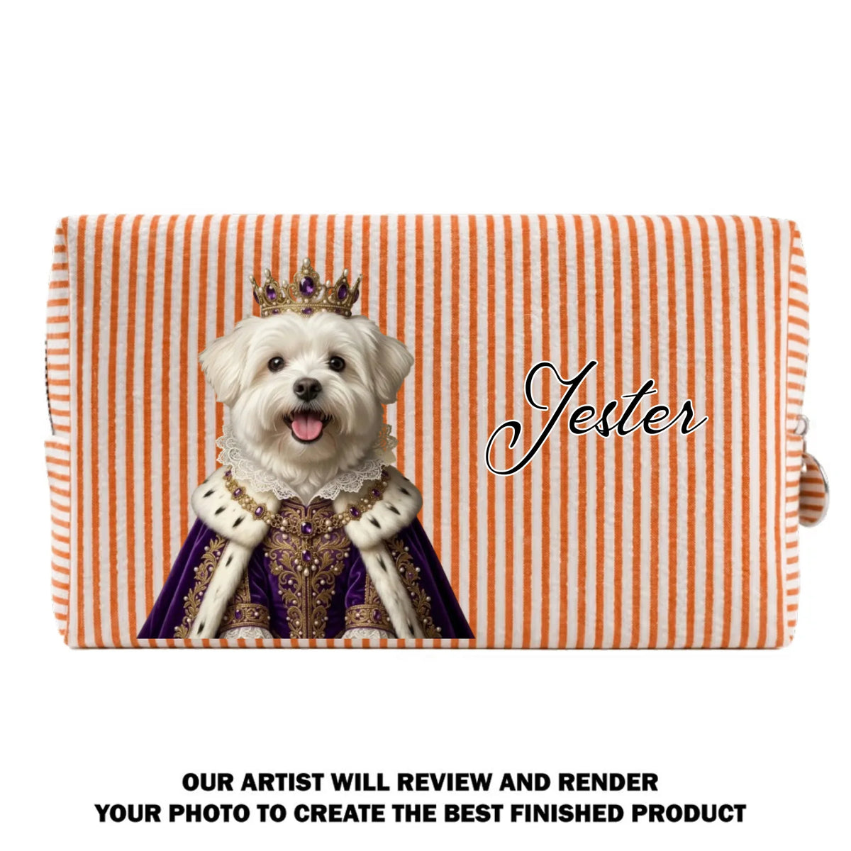 Royal Pawtique - Personalized Seersucker Print Makeup Bag