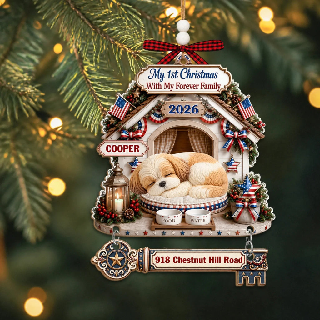 Custom Christmas Decor Home Birthday Gifts For Dog Lovers • Forever Feels Like Home - Personalized Wooden Ornament With Tag